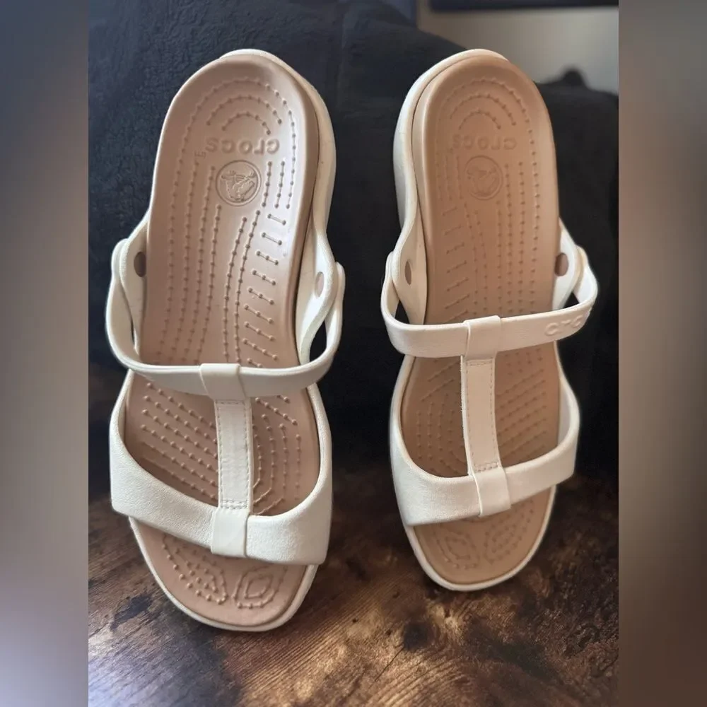 Crocs Clio III. Pearly off white Sandals Size 9 - Picture 3 of 7